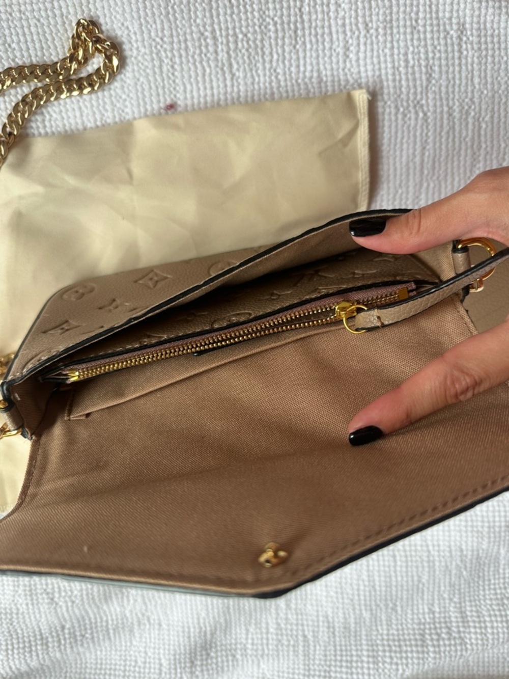 Taupe Monogram Pochette Félicie with Gold Chain - Picture 7 of 10